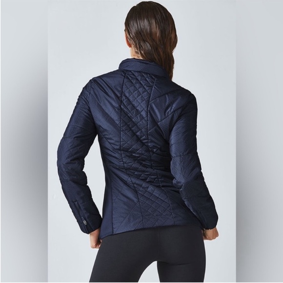 Fabletics Sedona Puffer Jacket size small hooded zip up coat light navy blue S - Picture 3 of 8